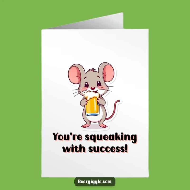Free Printable Congrats Card: Mouse Beer Mug, Cute DIY Downloadable Celebration Art