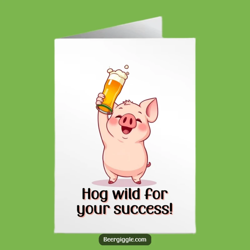 Free Printable Congrats Card: Pig Cheers Beer, Perfect DIY Downloadable Celebration