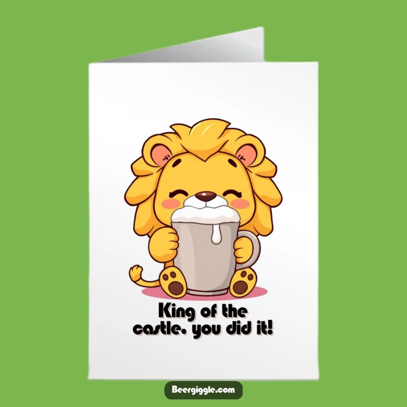 Free Printable Content Lion Congrats Card: Funny Downloadable for Dignified Cheers!