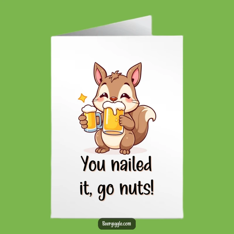 Free Printable Funny Squirrel Congratulates: Beer Mug Cheers, Downloadable Card