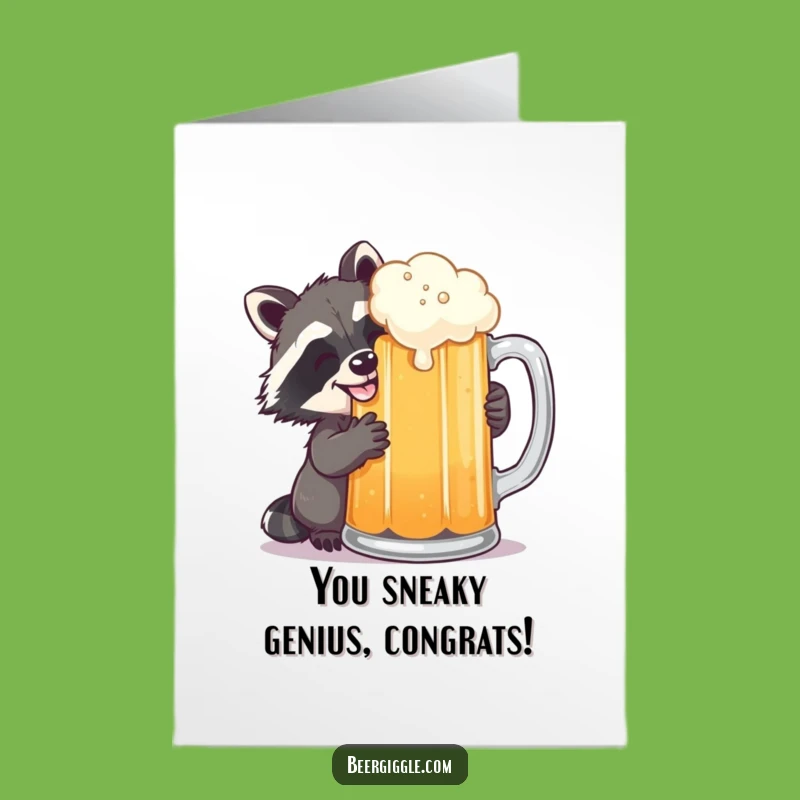 Free Printable Congrats Card: Raccoon's Beer Sneak, Downloadable Celebration, Funny Gift
