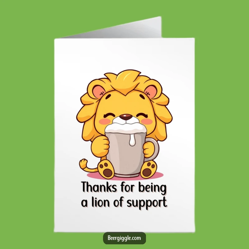 Free Printable Content Lion Thank You Card: Funny Downloadable for Grateful Sips!