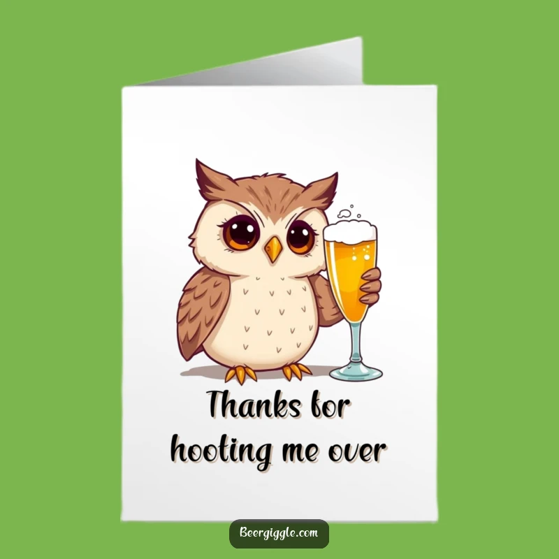 Free Printable Funny Owl Thank You Card: Beer Appreciation, Downloadable Gratitude