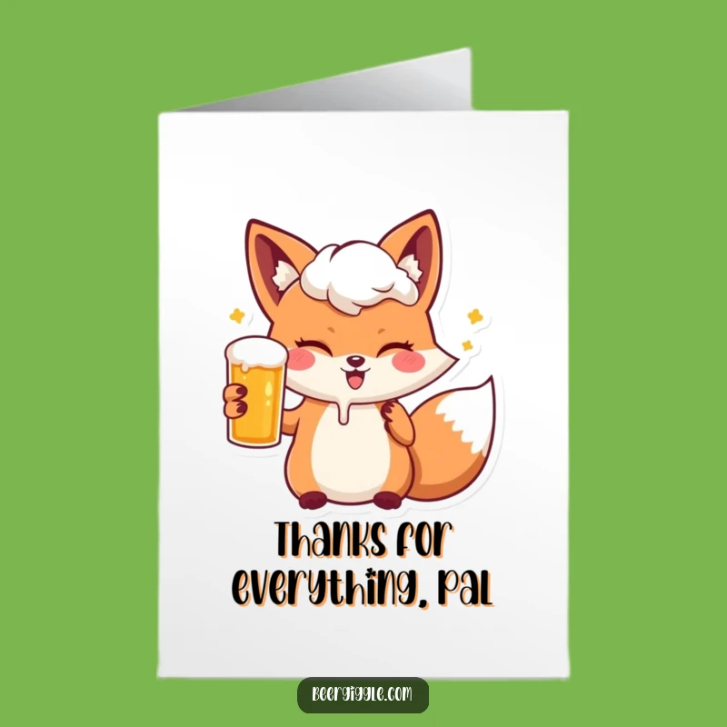 Free Printable Kawaii Fox Thank You Card: Funny Downloadable Beer Gift