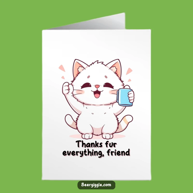 Free Printable Thank You Card: Funny Cat Cheers, Thanks!