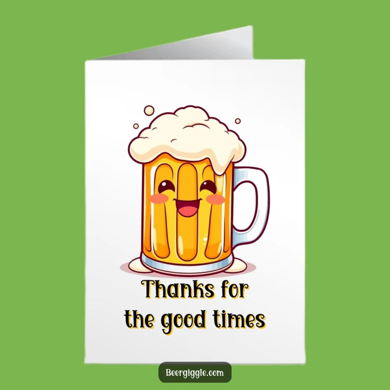 Free Printable Thank You Card: Grateful Kawaii Beer Mug, Downloadable Gift!