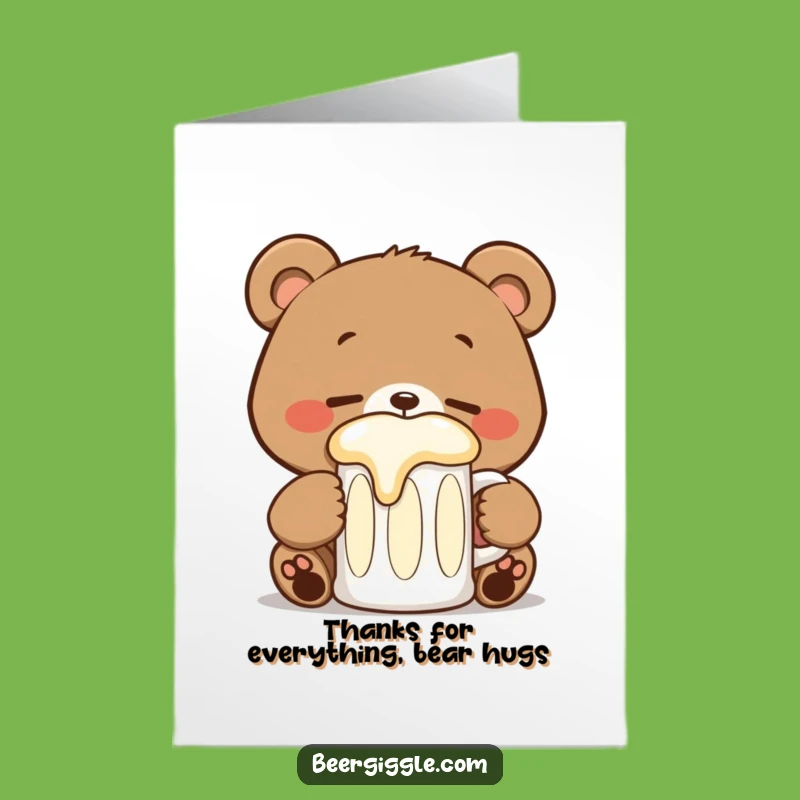 Free Printable Thank You Card: Happy Kawaii Bear Beer Lover Appreciation