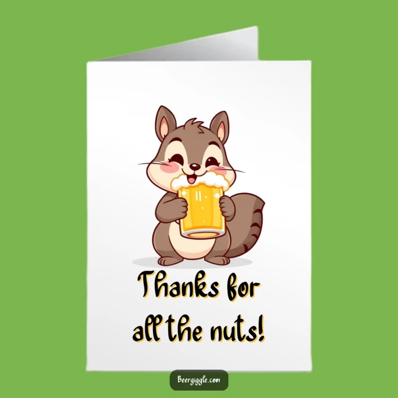 Free Printable Thank You Card: Squirrel Beer Mug, Whimsical DIY Appreciation