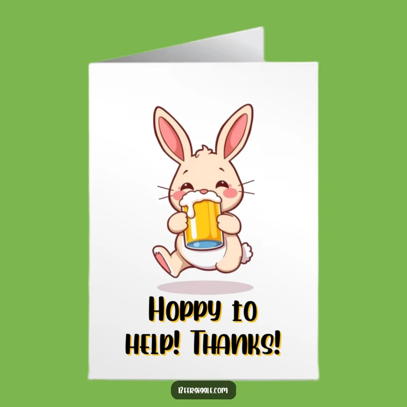 Free Printable Thank You Card: Whimsical Rabbit Hopping with Beer - Express Gratitude