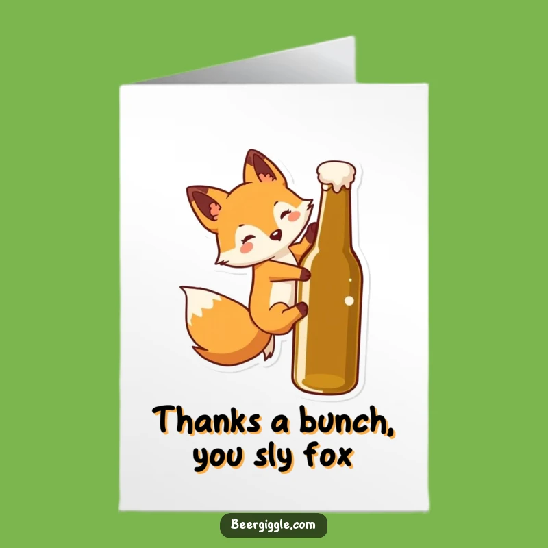Free Printable Thank You Card: Funny Fox Slides, Thanks!