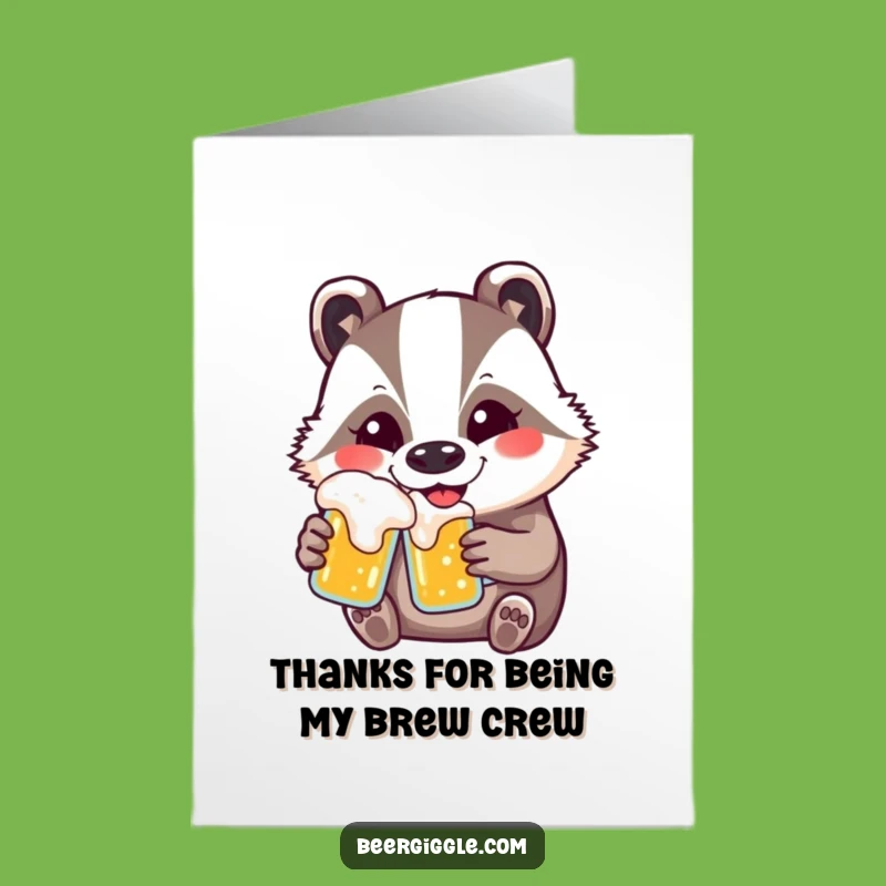 Free Printable Thank You Card: Kawaii Badger Beer Lover Appreciation Downloadable