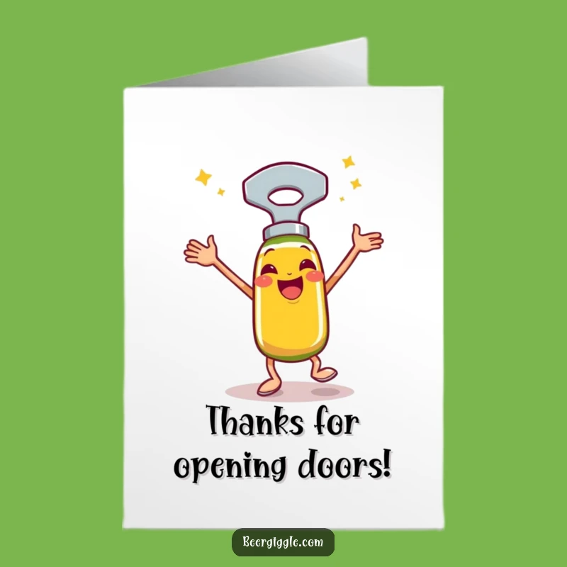 Free Printable Bottle Opener Thank You Card: Funny Jig Design for Downloadable Gift