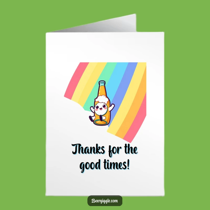 Free Printable Thank You Card: Kawaii Beer Bottle's Rainbow Gratitude