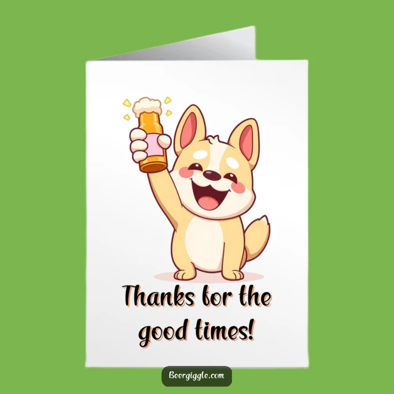 Free Printable Thank You Card: Cute Kawaii Dog Beer Toast Downloadable Gift