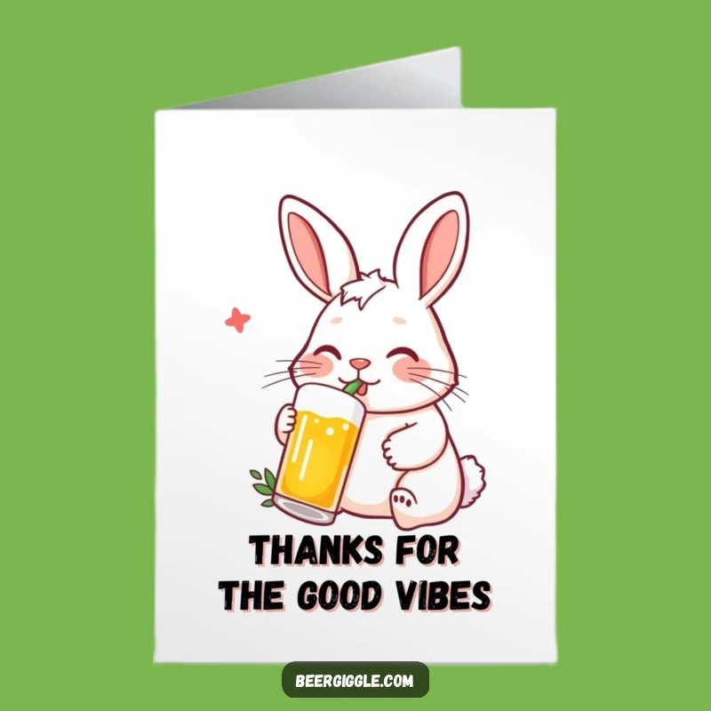 Free Printable Thank You Card: Rabbit Beer Straw Gratitude Downloadable