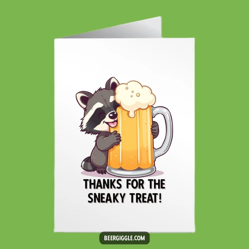Free Printable Thank You Card: Raccoon's Beer Thanks, Downloadable Humor