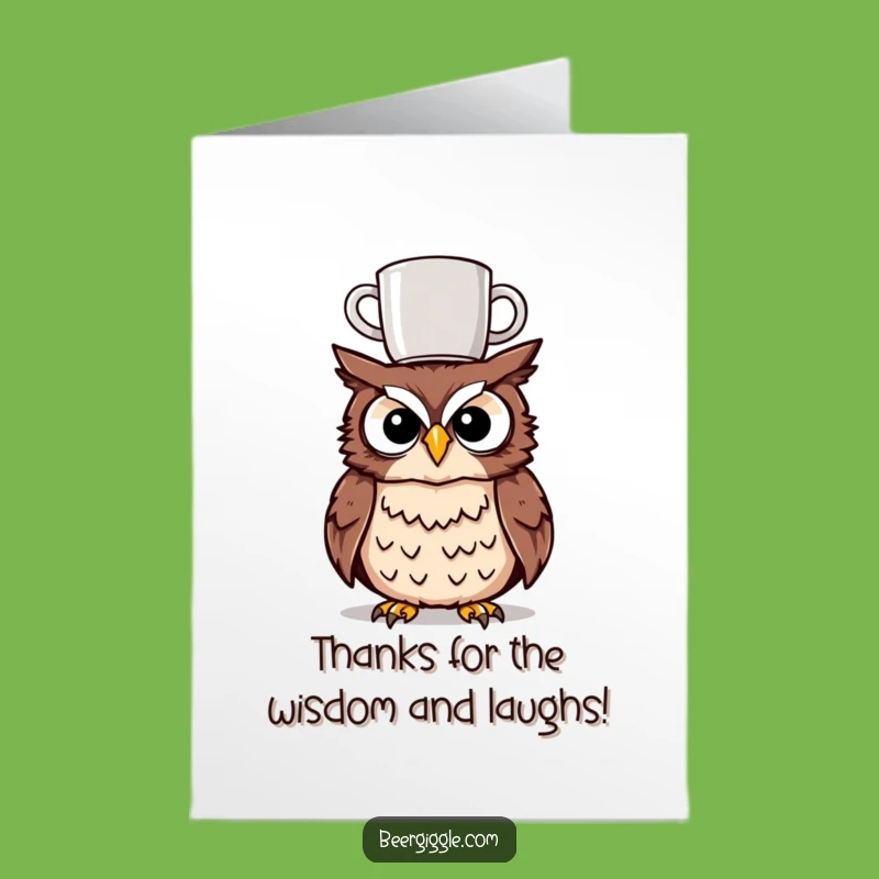Free Printable Tipsy Owl Thank You Card: Funny Downloadable for Grateful Cheers!