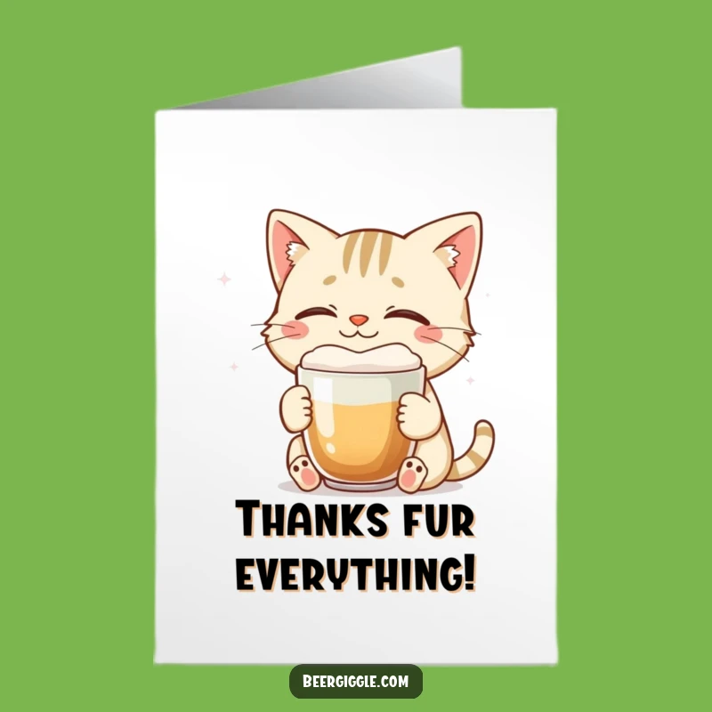 Free Printable Cat Thank You Card: Funny Beer Bliss for a Grateful Downloadable Gift