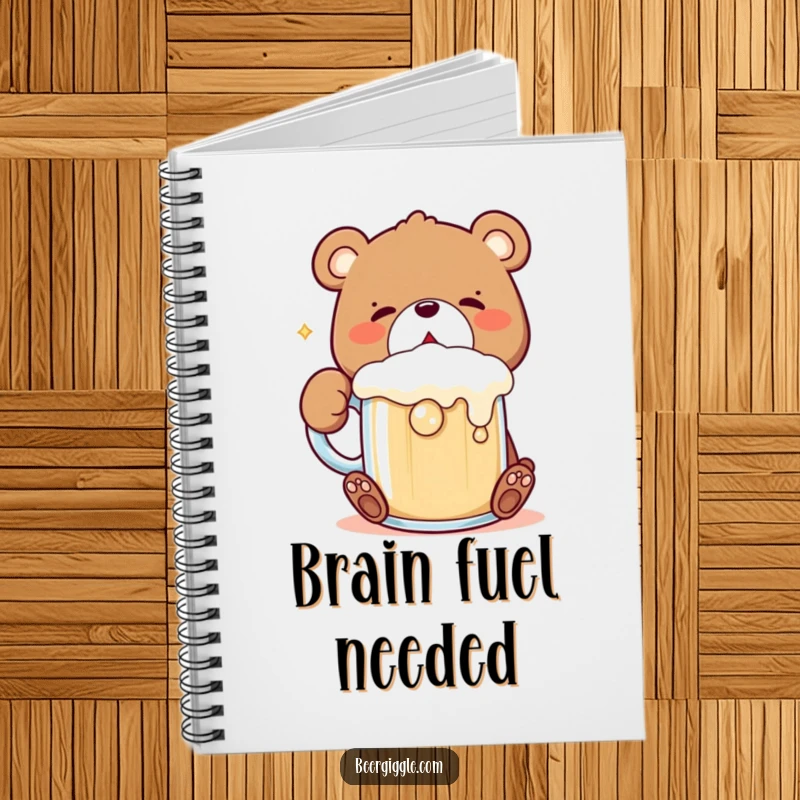 Funny Kawaii Bear Notebook: Cute bear character gulps a frothing mug, perfect for jotting down ideas with a humorous flair.