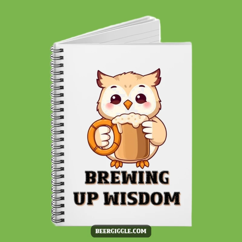 Funny Kawaii Owl Notebook: Journal with Owl Clinking Pretzel Mug, Great Gift