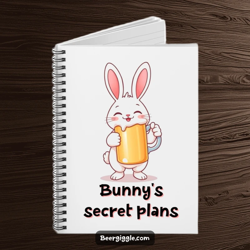 Funny Rabbit Notebook: A smiling rabbit character holding a large stein, perfect for notes, doodles, and journaling.
