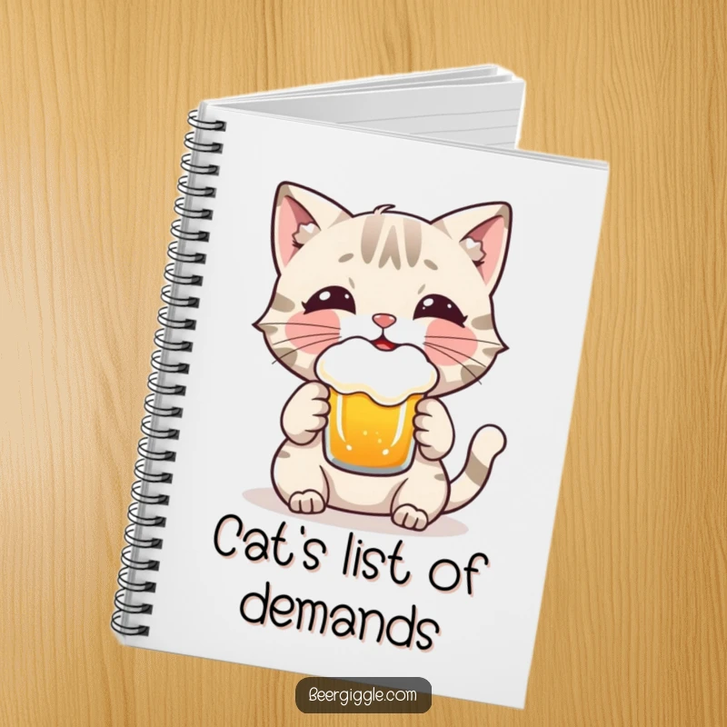 Funny Cat Notebook: A playful cat character enjoying a frothy beer, perfect for notes, sketches, and feline-inspired journaling.