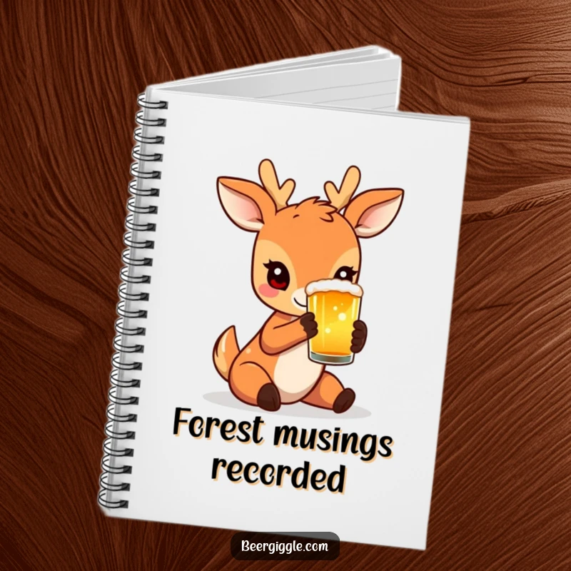 Funny Notebook with a charming deer holding a beer glass, great for journaling and creative writing.