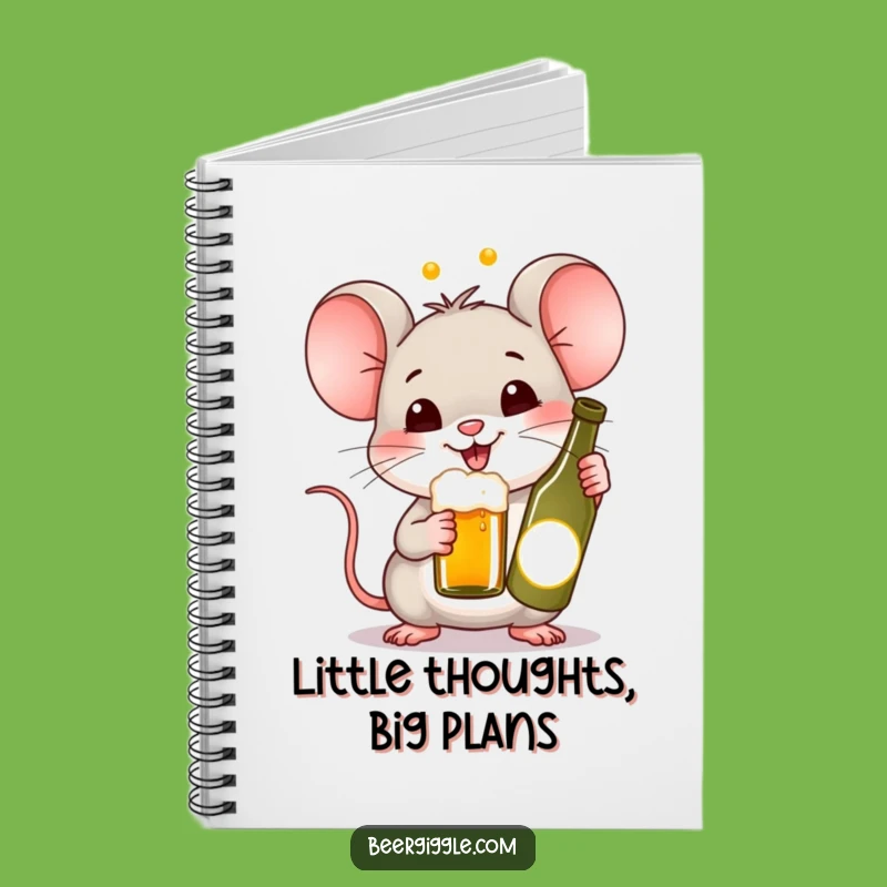 Funny Kawaii Mouse Beer Notebook - Jot Down Ideas with Tiny Cheers!