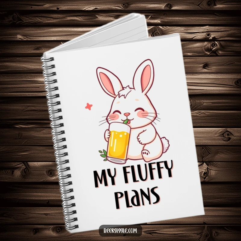 Funny Rabbit Notebook: A contented rabbit character sipping beer with a straw, ready for notes.