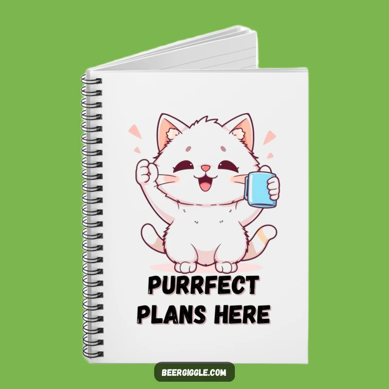 Funny Kawaii Cat Notebook: Journal with Cat Cheering Mug, Gift Idea