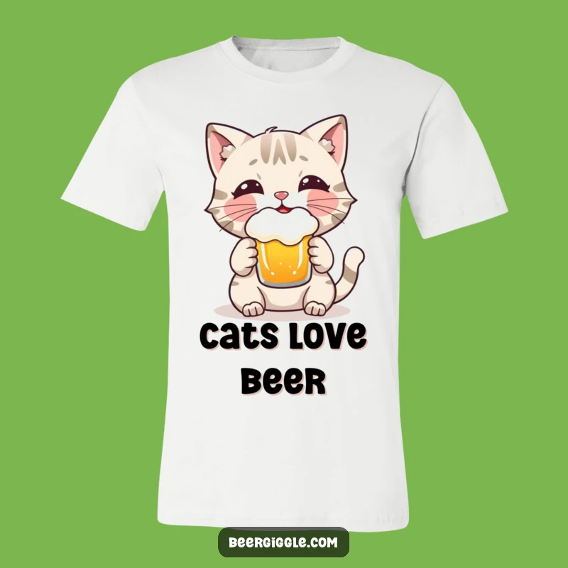Funny Cat Beer Shirt: Playful Character Enjoys Frothy Brew - Great Gift!