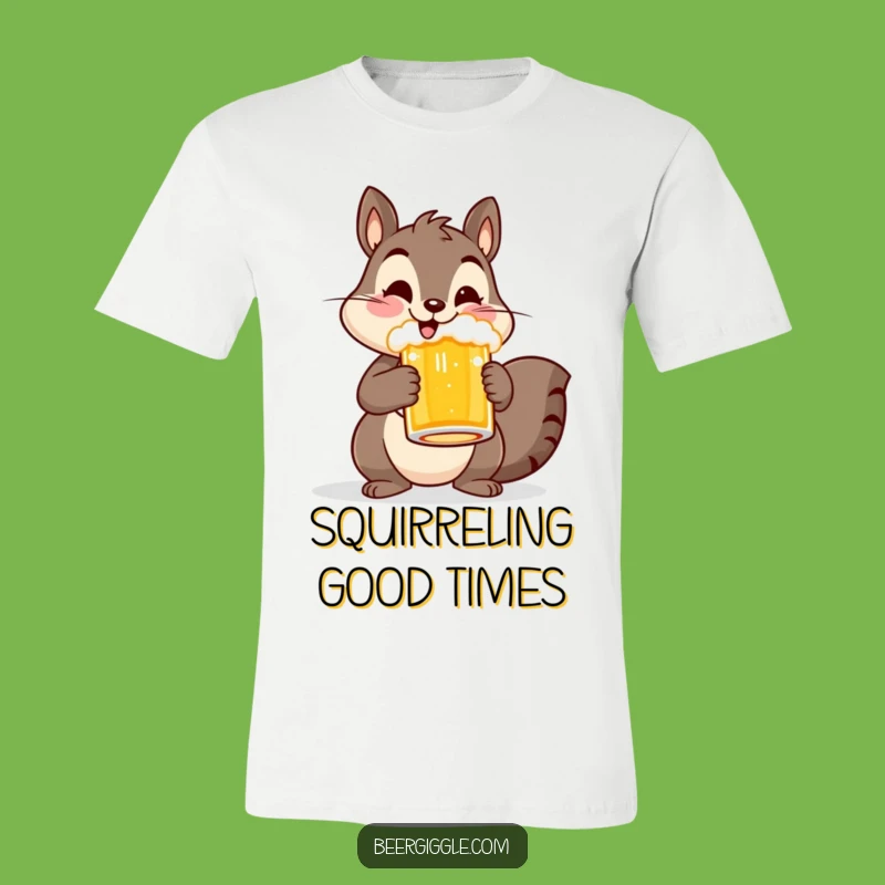 Funny Cheerful Squirrel Beer Mug T-Shirt - Woodland Humor Tee Gift