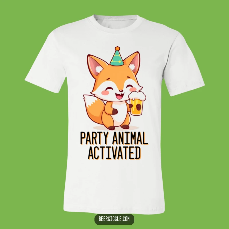 Funny Fox Party Beer T-Shirt: Hilarious Outfit for a Celebration Lover