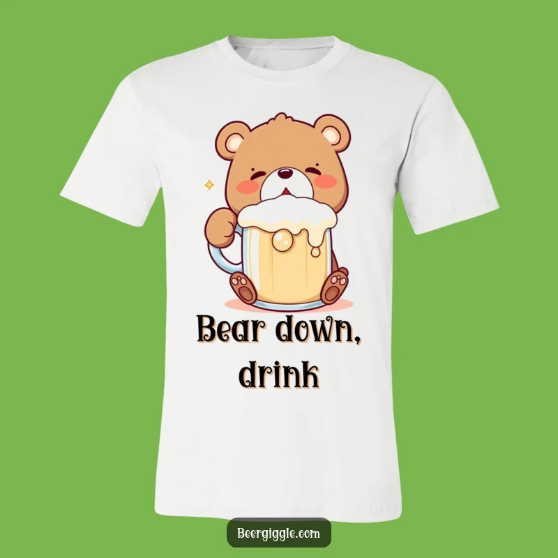 Funny Kawaii Bear T-Shirt: Bear Gulping Frothing Mug Tee, Hilarious Gift