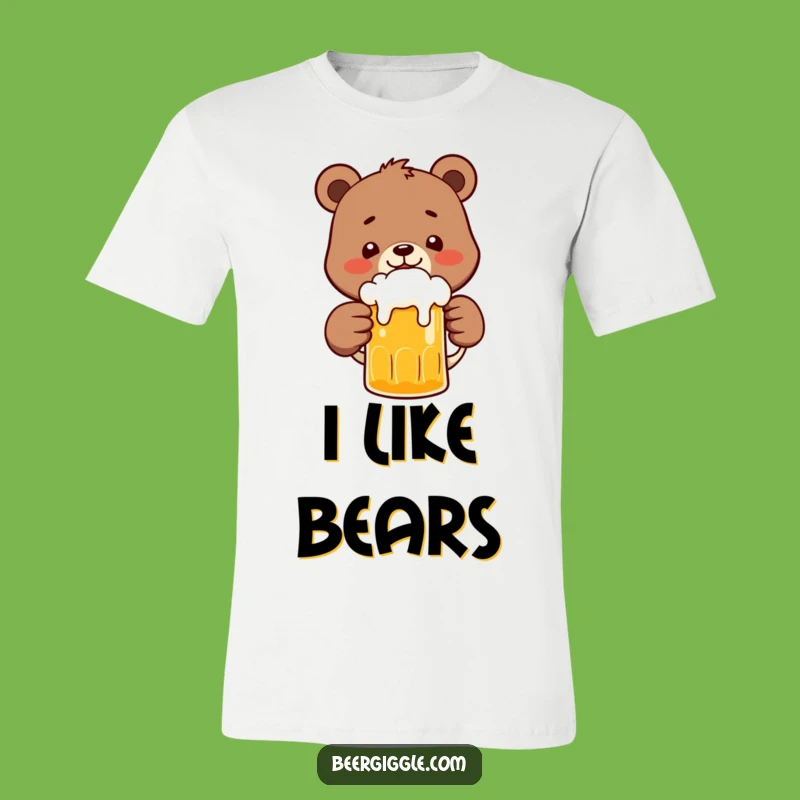 Funny Bear Beer Shirt: Happy Character Clinks Frothy Beer - Great Gift!
