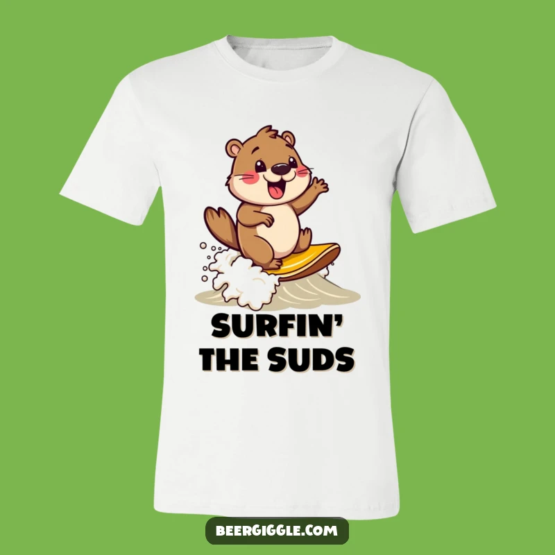 Funny Beaver Beer T-Shirt: Surf's Up for Laughs