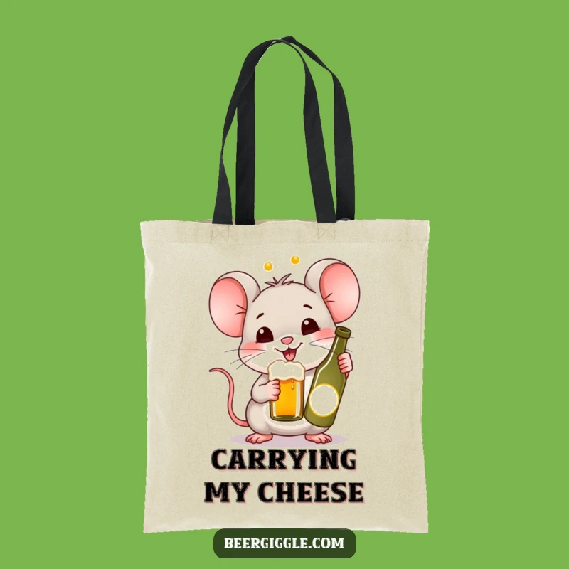 Funny Kawaii Mouse Beer Tote Bag - Carry Your Cheers & Hilarious Style!