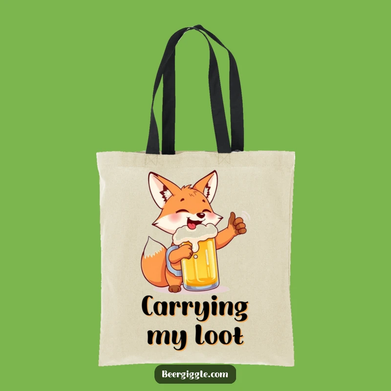 Funny Fox Beer High-Five Tote Bag: Carry Your Fun & Essentials