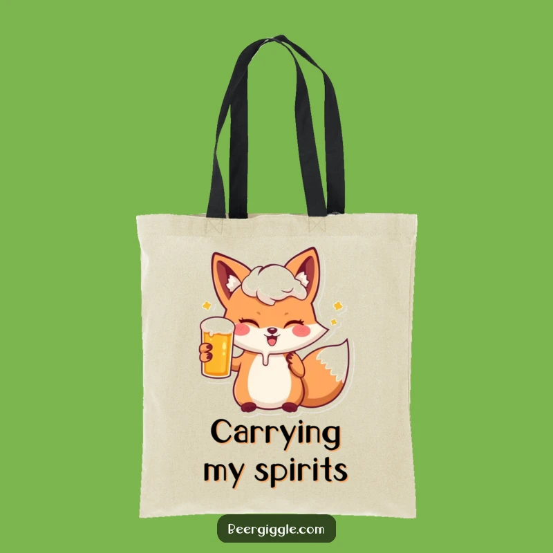 Funny Kawaii Fox Beer Wink Tote Bag: Carry Your Laughs in Style