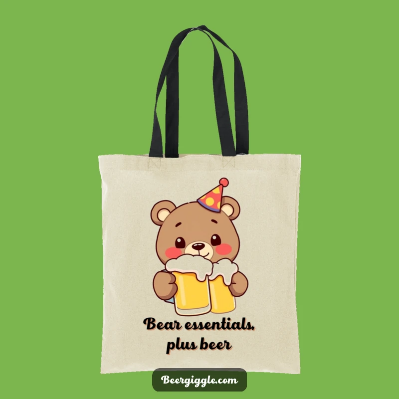 Funny Bear Party Beer Tote Bag: Hilarious Carry-All for Beer Enthusiasts