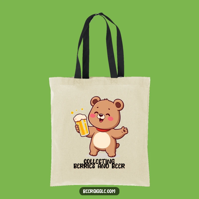 Funny Bear Tote Bag - Dancing Cub Accessory for Beer Lovers