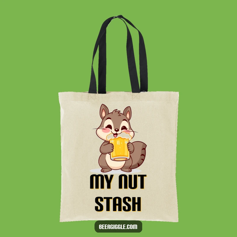 Funny Cheerful Squirrel Beer Mug Tote Bag - Woodland Charm Carry-All