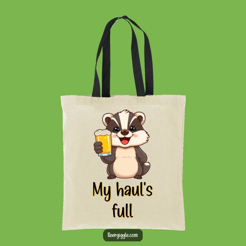 Funny Delighted Badger Beer Toast Tote Bag - Humorous Carry-All Gift