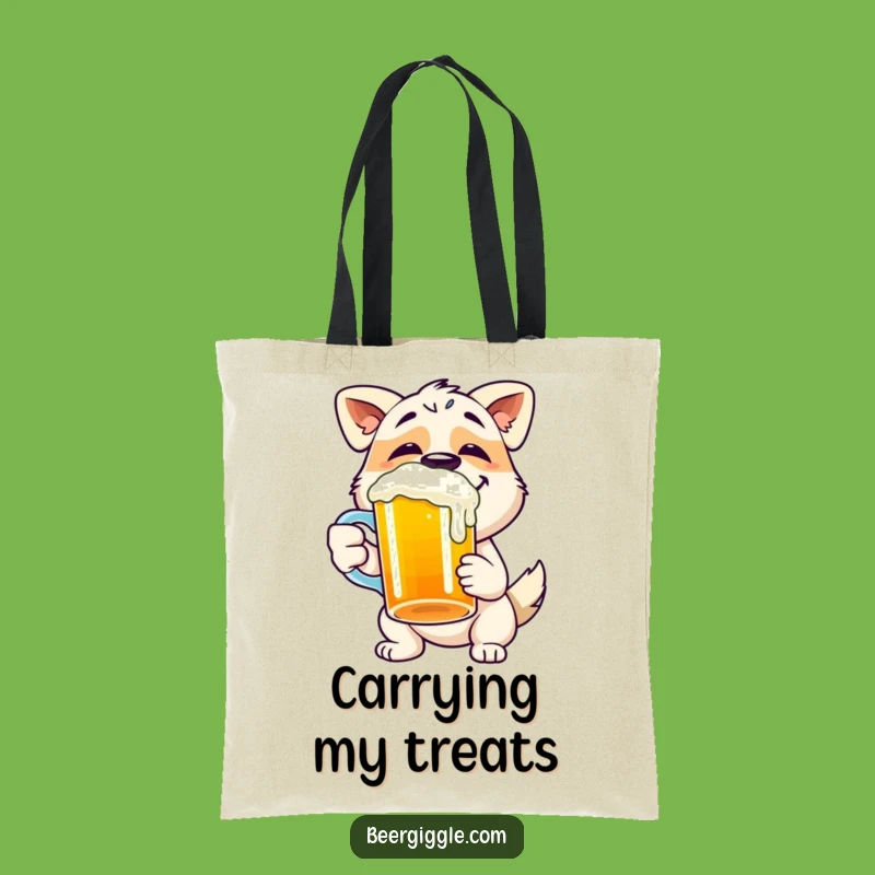 Funny Dog Tote Bag - Happy Chugging Pup Accessory for Beer Lovers