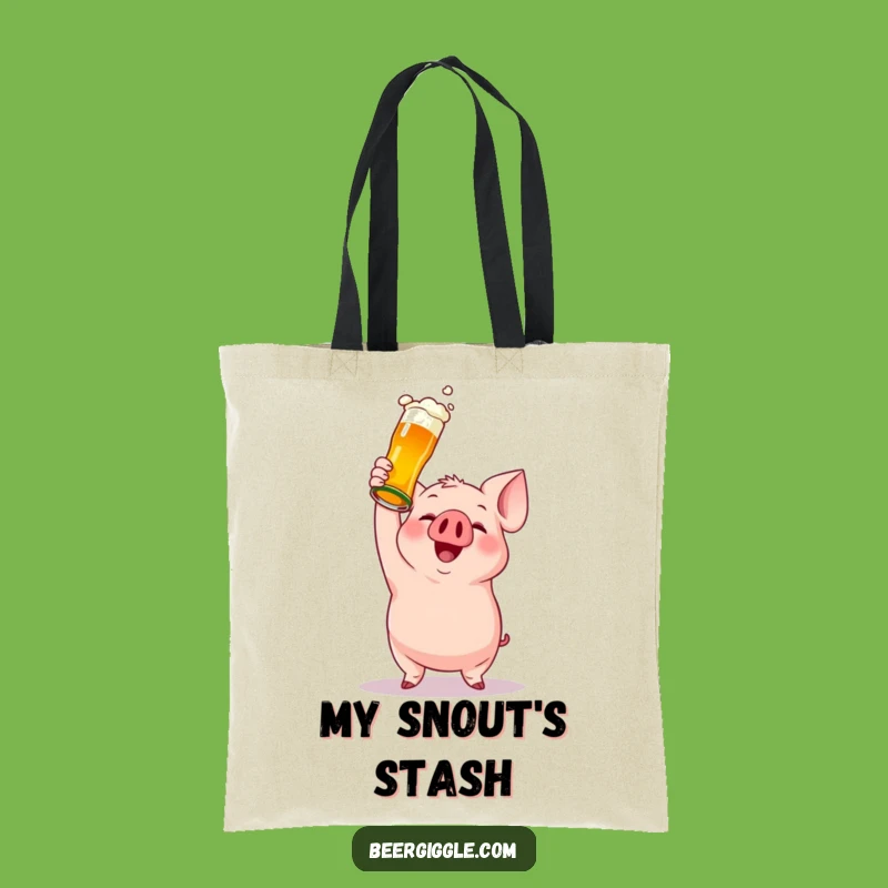 Funny Gleeful Pig Beer Bottle Tote Bag - Stylish & Humorous Carry-All Gift